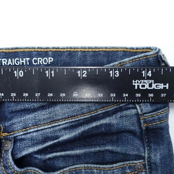 Gap Cropped Jeans Women's 6/28 Blue Denim Pockets Slim Fit Straight Leg Zip Fly - Picture 4 of 7